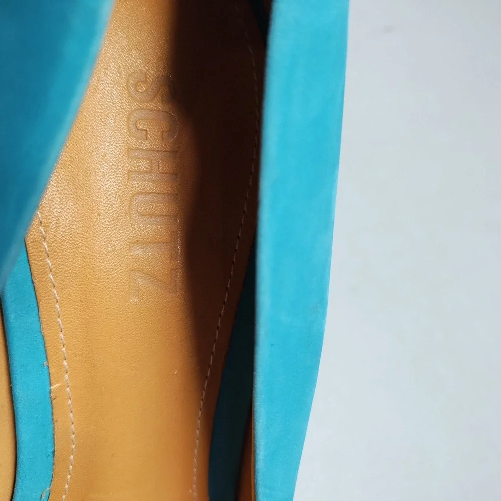 Schutz Espadrille‎ Wedges Heels Womens US 10 Tan Green Suede Upper Rubber Sole